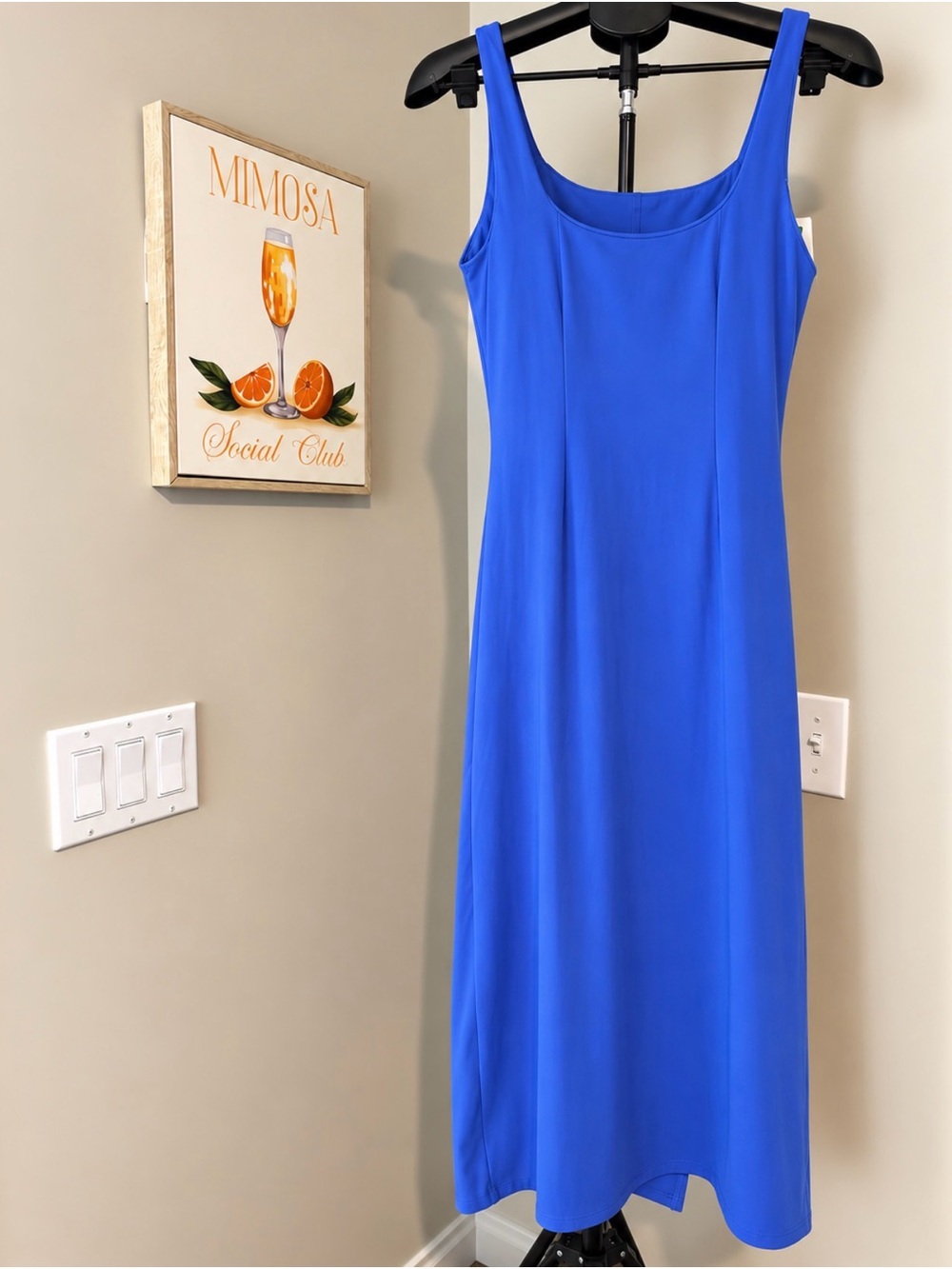 NWT Halara SoftlyZero Airy Blue Ruched Midi Dress Side Slit Size M - Picture 2 of 4